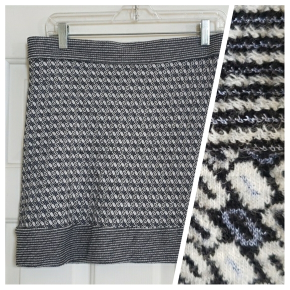 Diane von Furstenberg Caitrin Wool Blend Knit Skirt Gray Black Geometric Pattern - Picture 3 of 9